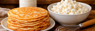 Творожные блины на молоке и кефире