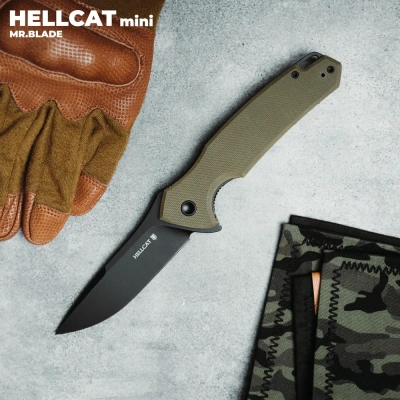 Складной нож Mr.Blade Hellcat Mini blackwash, сталь VG-10, рукоять Olive G10