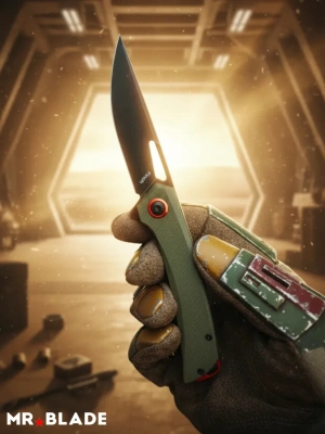 Складной нож Mr.Blade Finch Boba Fett blackwash, сталь AUS-8, рукоять Olive G10