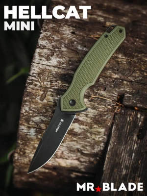 Складной нож Mr.Blade Hellcat Mini blackwash сталь S35VN, рукоять Olive G10