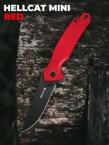 Складной нож Mr.Blade Hellcat Mini blackwash, сталь VG-10, рукоять Red G10