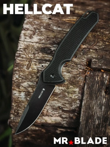 Складной нож Mr.Blade Hellcat blackwash, сталь S35VN, рукоять Black G10