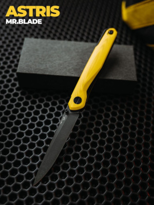 Складной нож Mr.Blade Astris Gen.2 blackwash, сталь D2, рукоять Yellow G10