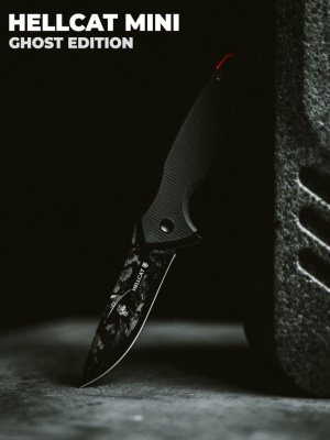 Складной нож Mr.Blade Hellcat Mini LE Ghost blackwash, сталь VG-10, рукоять Black G10