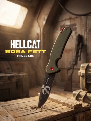 Складной нож Mr.Blade Hellcat Mandalorian blackwash, сталь VG-10, рукоять Olive G10