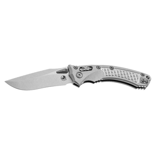 Складной нож Microtech Amphibian Stonewash Frag Titanium, сталь M390MK, рукоять титан