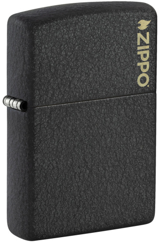 Зажигалка ZIPPO Logo с покрытием Black Crackle™, латунь/сталь, чёрная, матовая, 38x13x57 мм