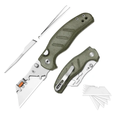 Складной нож Kizer C01C Uti 2, сталь 5Cr15MoV, рукоять микарта, зелёный