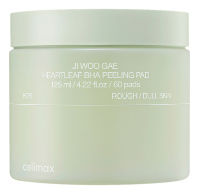 Отшелушивающие пэды-тонер с салициловой кислотой Ji Woo Gae Heartleaf BHA Peeling Pad 125мл/60шт: Пэды 125мл/60шт