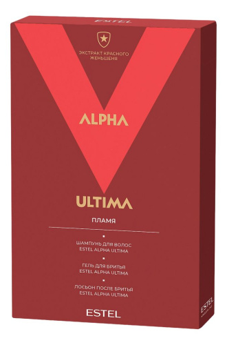Набор с экстрактом красного женьшеня Пламя Alpha Ultima (шампунь 300мл + гель д/бритья 100мл + лосьон после бритья 100мл)