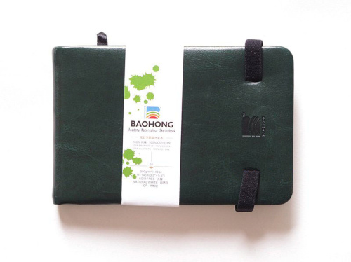 Скетчбук для акварели Baohong 9х14 см 24 л 300 г, хлопок, среднезернистая