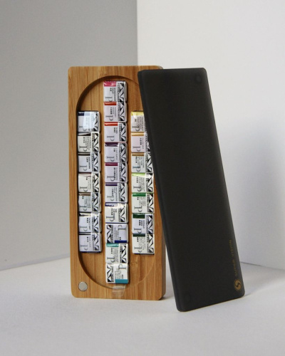 Набор акварели Super Vision 24 цв в кюветах, расширенная палитра, деревенный кейс на магните