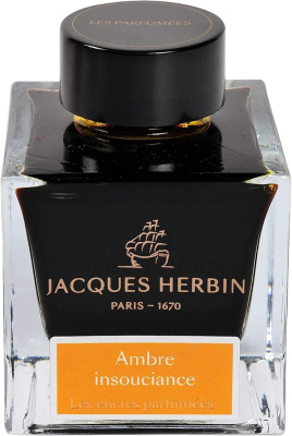 Чернила ароматизированные в банке Herbin Prestige, 50 мл, Ambre insouciance Янтарный