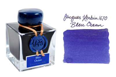 Чернила в банке Herbin Prestige 1670, 50 мл, Bleu Ocean Синий с золотыми блестками