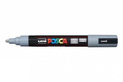Маркер UNI "POSCA" PC-5M, 1,8-2,5 мм, наконечник пулевидный, цвет серый