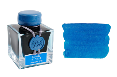 Чернила в банке Herbin Prestige 1798, 50 мл, Kyanite du N?pal Голубой с серебряными блестками