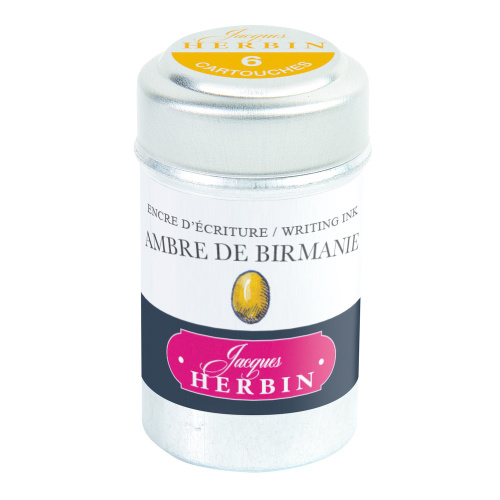 Набор картриджей для перьевой ручки Herbin, Ambre de Birmanie Желто-коричневый, 6 шт