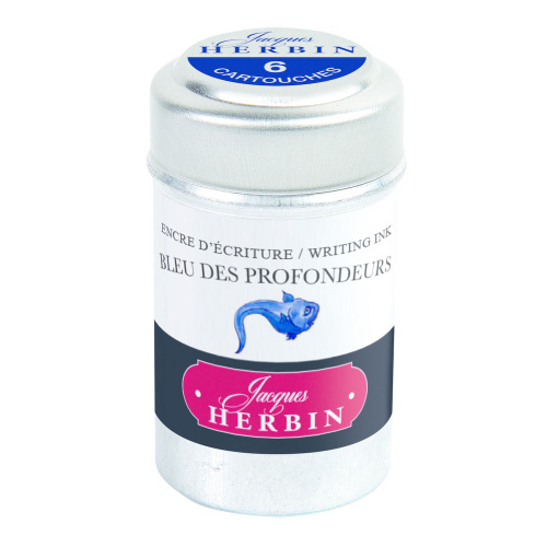 Набор картриджей для перьевой ручки Herbin, Bleu des profondeurs Сине-черный, 6 шт