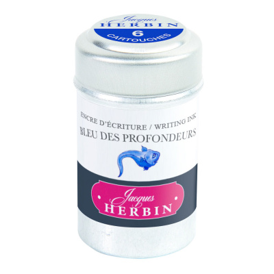 Набор картриджей для перьевой ручки Herbin, Bleu des profondeurs Сине-черный, 6 шт