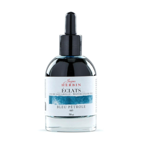Акварельные чернила Jacques Herbin ?clats, 50 мл, Petrol blue Темный сине-зеленый