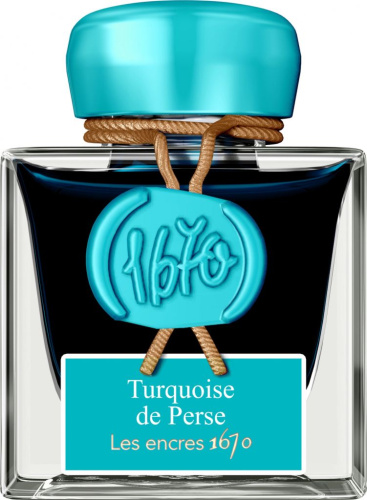 Чернила в банке Herbin Prestige 1670, 50 мл, Turquoise de Perse Бирюзовый с золотыми блестками