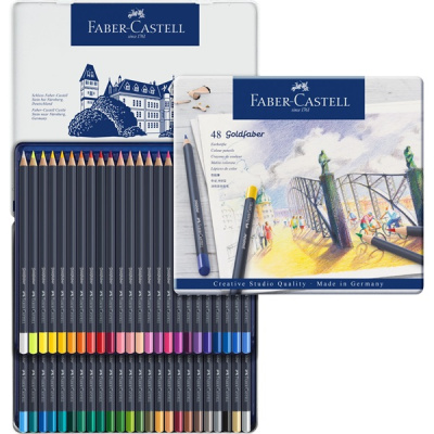 Набор карандашей цветных Faber-castell "Goldfaber" 48 шт, в металлической коробке