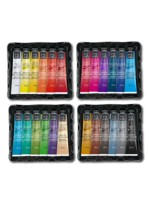 Набор акриловых красок по ткани Малевичъ, 24 цвета по 20 мл