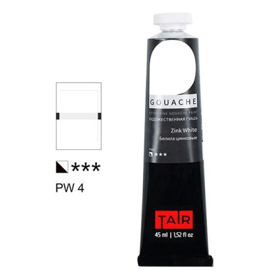 Гуашь Таир туба 45 мл, Белила цинковые