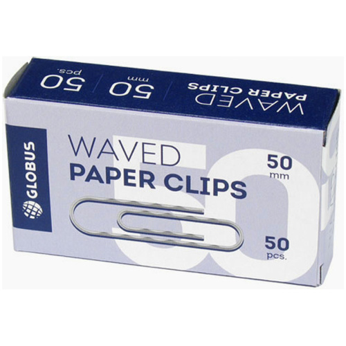 Скрепки Глобус 50 мм 50 шт. гофрированные, без покрытия
