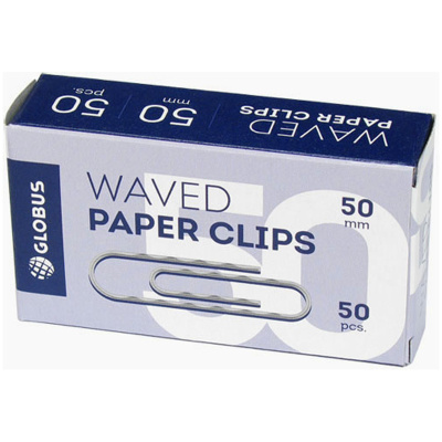 Скрепки Глобус 50 мм 50 шт. гофрированные, без покрытия