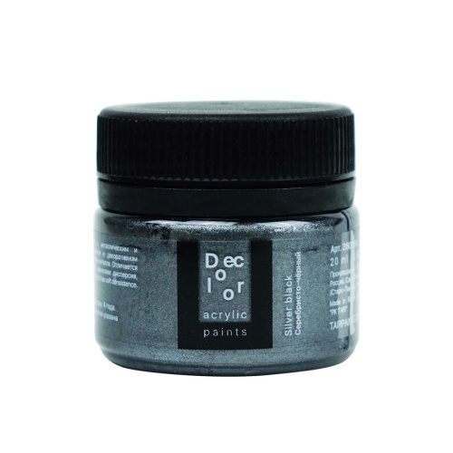 Акрил ТАИР "Деколор" 20 мл, Серебристо-чёрный