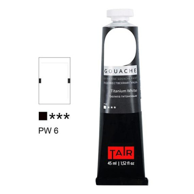Гуашь Таир туба 45 мл, Белила титановые
