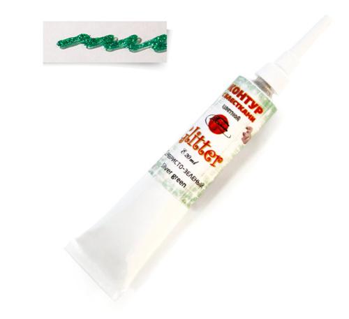 Контур универсальный Таир "Глиттер" 20 мл с блёстками Серебристо-зеленый