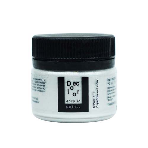 Акрил ТАИР "Деколор" 20 мл, Серебристый шёлк