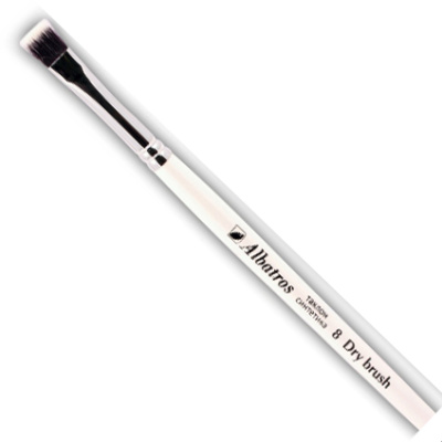 Кисть синтетика №8 плоская Альбатрос "Dry brush" таклон, короткая ручка