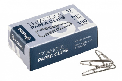 Скрепки Глобус 31 мм 100 шт. с загнутым краем, цинк