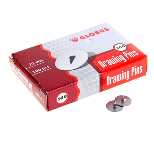 Кнопки канцелярские Globus 12 мм, 100 шт, картонная коробка