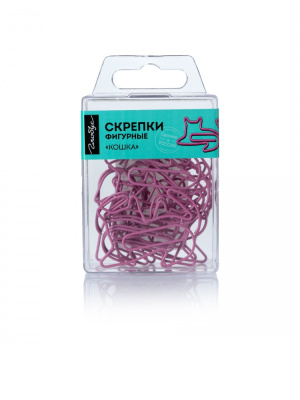 Скрепки фигурные Globus - кошка 45 мм 12 шт. пластик. коробка, европодвес, розовые