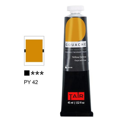 Гуашь Таир туба 45 мл, Охра желтая