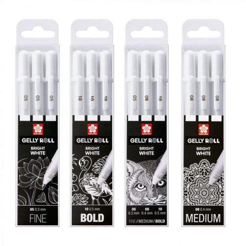 Наборы гелевых ручек Sakura "Gelly Roll" 3 шт., цвет белый