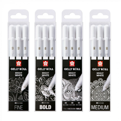 Наборы гелевых ручек Sakura "Gelly Roll" 3 шт., цвет белый