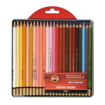 Набор карандашей акварельных Koh-I-Noor "MONDELUZ PORTRAIT" 24 цвета, металл.коробка