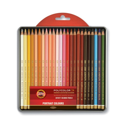 Набор карандашей цветных Koh-I-Noor "Polycolor Portrait 3824" 24 цв, заточен., метал. пенал