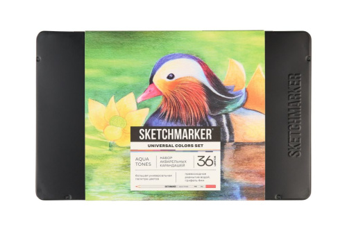 Набор карандашей акварельные Sketchmarker "Универсальный", 36 цветов, жестяной пенал