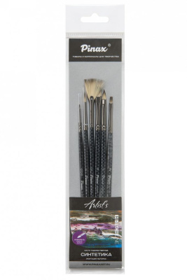 Набор кистей Синтетика Pinax "Artists hi-tech Line" 6 шт, ассорти