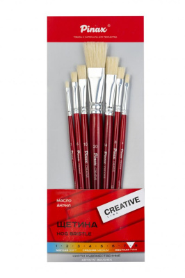 Набор кистей CREATIVE щетина (кор. ручка) 7 шт. плоские