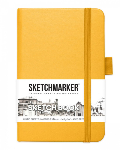 Блокнот для зарисовок Sketchmarker 9х14 см 80 л 140 г, твердая обложка Оранжевый