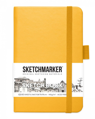 Блокнот для зарисовок Sketchmarker 9х14 см 80 л 140 г, твердая обложка Оранжевый