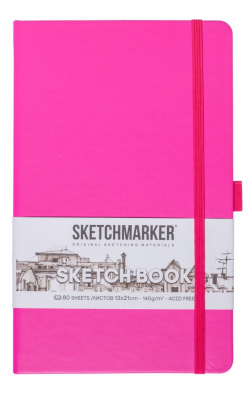 Блокнот для зарисовок Sketchmarker 13*21 cм 80 л 140 г, обложка Фуксия