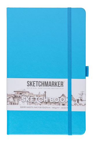 Блокнот для зарисовок Sketchmarker 13*21 cм 80 л 140 г, обложка Синий неон